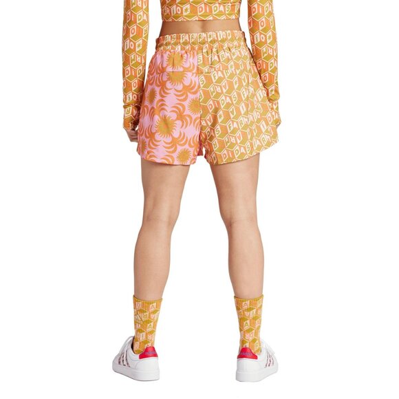 NWT FARM Rio x Adidas Logo Print Pacer Shorts Collab XL Pink Green Abstract - Picture 3 of 13